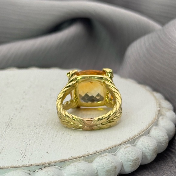 David Yurman 18K Yellow Gold Chatelaine Citrine & Diamond Ring size 6.5 / 9.56 G - Picture 4 of 7